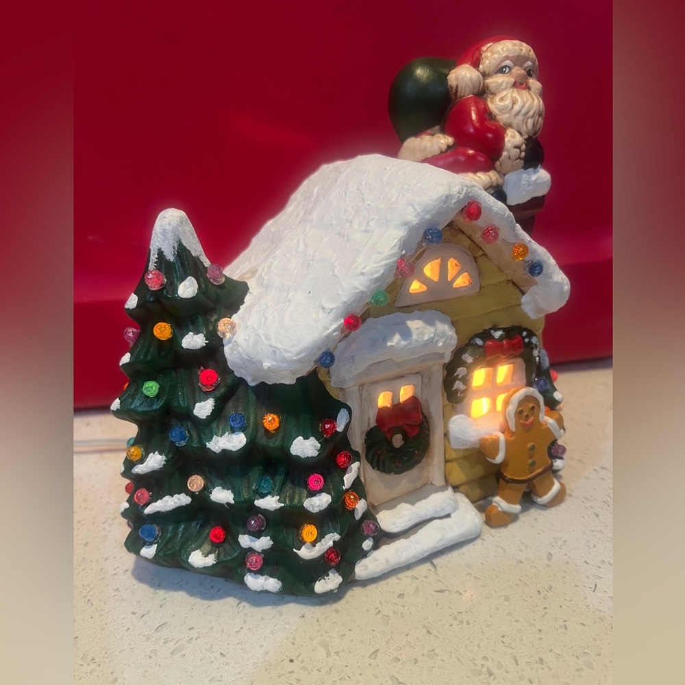 Festive Holiday LED Light-Up House with Santa and Tree